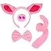 Pig Costume Set Pig Ears Headband Pig Tail Nose Bow Tie Pig for Party Decoration Pink