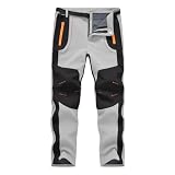 [YSENTO] 秋冬用 登山パンツ メンズ アウトドア ロングパンツ 防水 裏起毛 厚手 通気 防寒防風 トレッキング フィッシング スポーツズボン 作業服 ライトグレー 4XL