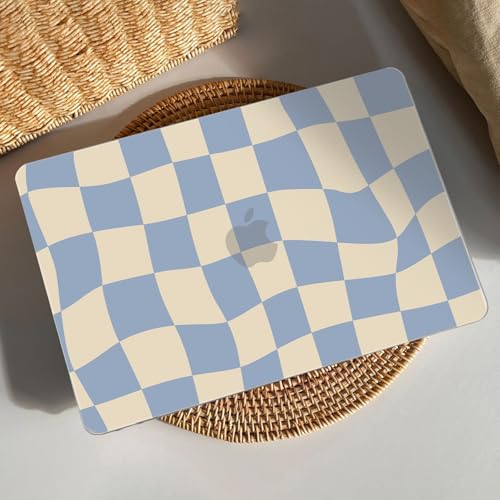 Image of AKIT for MacBook Air 15 inch Case M5 M4 M3 M2 2026-2023, Blue Checkboard | A3448 A3241 A3114 A2941, Funny Unique Pattern Hard Shell Laptop Case+Keyboard Cover+Screen Protector for Mac Air 15 inch