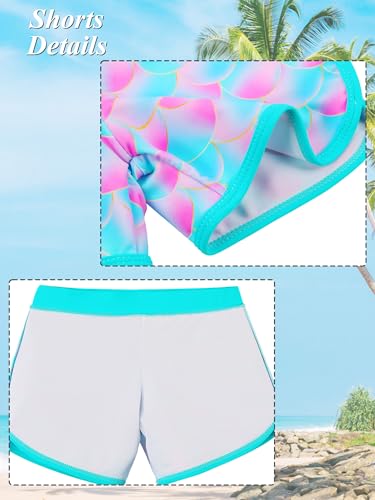 Image of BAOHULU Girls Rash Guard Swimsuit Two Piece Bathing Suit UPF 50+ Short Sleeve Summer Beach Swimwear Size 3-14 Years