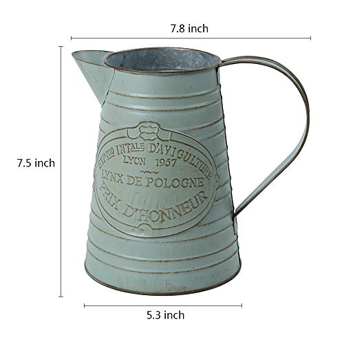 Philpety Shabby Chic Watering Can Galvanized Finish Metal Vase Country Rustic Pitcher Primitive Jug Decorative Flower Holder, 7.5" H #TOP1