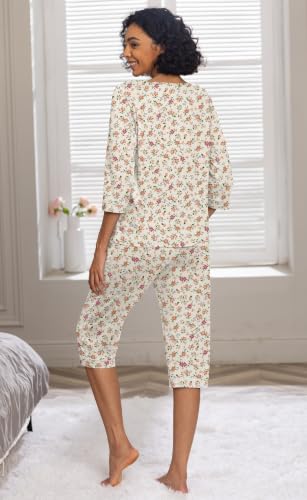 Image of PrinStory Womens Pajama Sets Capri Pjs Soft Lounge Sets XS-4XL