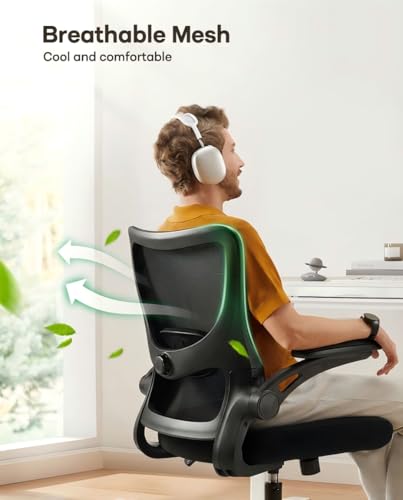 Image of Marsail Drafting Chair, Tall Office Chair with 2D Lumbar Support, Standing Desk Chair,High Office Chair with Padded Flip-Up Armrests & Adjustable Footrest Ring, Dark