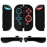 TNP Joy-Con Grip Gel Guards with Thumb Grips Caps Compatible with Nintendo Switch - Protective Case Covers Anti-Slip Ergonomic Lightweight Comfort Grip Controller Skin Accessories (1 Pair Black)