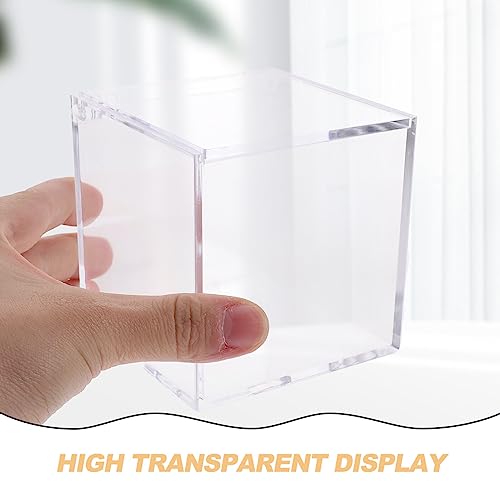 Image of SEWACC Acrylic Storage Box with Lid Clear Square Display Case Organizer for Figurines Collectibles Makeup Accessories Desk Storage 3.15 Inch