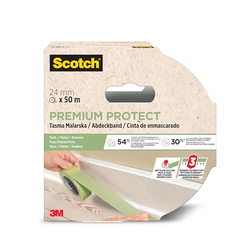 Scotch Premium Protect Cinta de enmascarar, 24 mm x 50 m, 70% PEFC SGSCH-PEFC-COC-110078