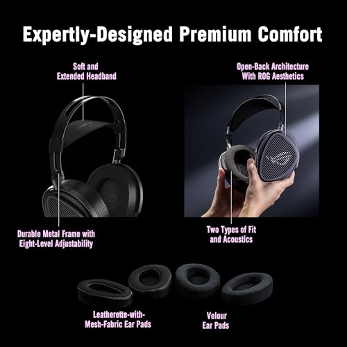 Image of ASUS ROG Kithara Audiophile Open-Back Wired Headphones with Mic - ROG-Tuned HIFIMAN Planar Magnetic Drivers, Adjustable Headband, Extra Ear Cushion, Compatible with DACs, Amps, PC, Console, Mobile