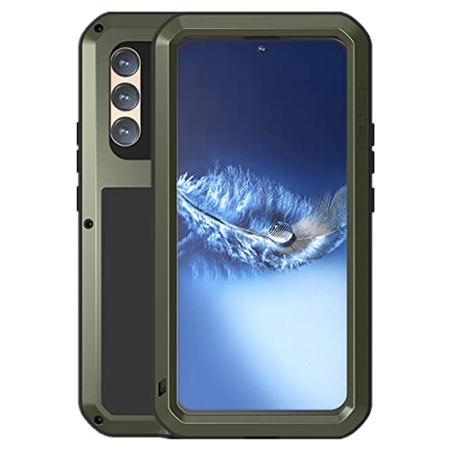 LOVE MEI Galaxy S22 Plus Case, Outdoor Sports Waterproof Military Heavy Duty Shockproof Dust/Dirt Proof Hybrid Aluminum Metal+Silicone+Tempered Glass Case Hard Cover for Samsung Galaxy S22+ (Black)