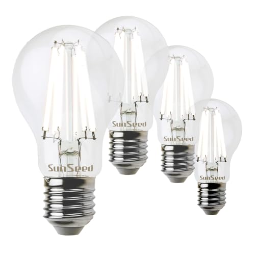 SUNSEED 4x Bombilla Estándar Filamento Blanco LED E27 12W = 100W Blanco Neutro 4000K