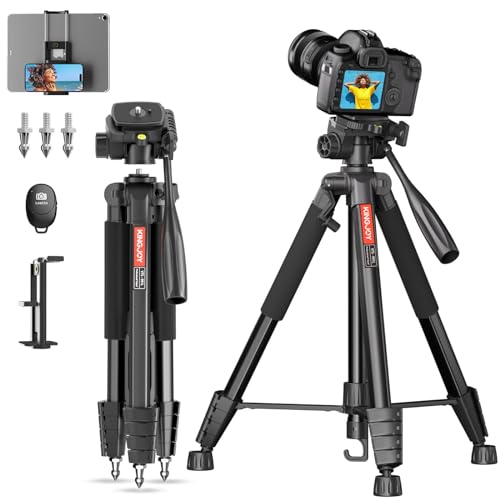 Kingjoy 70'' Camera Tripod for Phone Compatible Canon Nikon Lightweight Aluminum DSLR Camera Stand with Carry Bag Universal Phone Mount and Wireless Remote Max Load 5kg