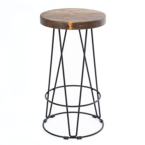 Loftie Tabouret de Bar pour Bar, Chaise de Bar, Chaise de Cuisine, Hauteur d'assise 64 cm, Dos Nu, Pas de Montage nécessaire, Design Industriel, Moderne Marron foncé