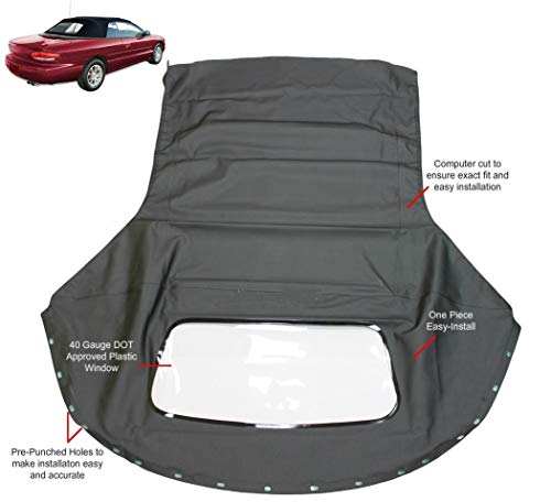 Fits: Chrysler Sebring 1996-2006 Convertible top & plastic window Black Sailcloth (1 piece Easy install)