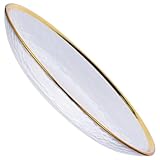 TOPBATHY Glasplatte mit Elegantem Goldrand Servierplatte für Salate Snacks Desserts Vielseitiger Glas teller Hitze Kältebeständig Einfache Reinigung für Küche und Tisch