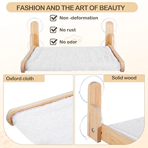 Mreyzeu Cat Window Perch Hammock-Seat Furniture-Bad – Natural Wooden Cat Window Perch, Cordless And Collapsible. Weight Capacity: Over 60 Lbs. (Rabbit Fleece Plus) #TOP1