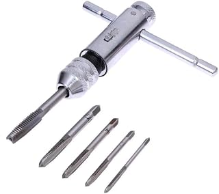 Llave de trinquete ajustable con mango en T para grifos de tornillo métricos –M8, totalmente de acero cromado, 85 mm de longitud, sujeción paralela, compatible (5 piezas de rosca)