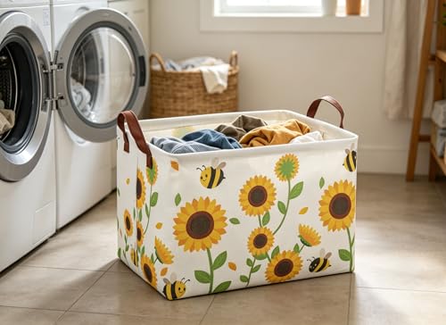 Image of Rectangular Sunflower Baskets Gift Basket Empty Storage Bin Organizer Box Room Decor for Home(Sunflower)