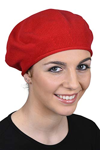 Beret for Women 100% Cotton Solid - Red