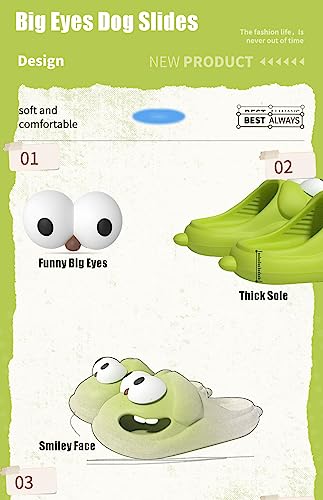 Zureto Big Eyes Dog Slippers for Women Kid, Non-Slip Quick Drying Soft Lightweight Shower Cloud Slides2