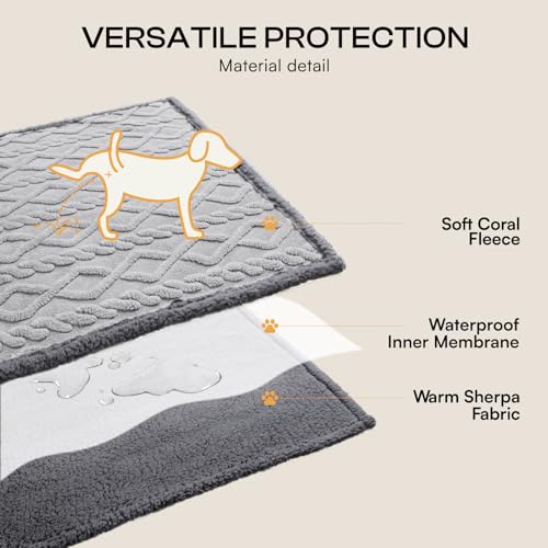 Image of Luciphia Waterproof Pet Blanket, Liquid Pee Proof Dog Blankets for Sofa Bed Couch, Reversible Sherpa Fleece Furniture Protector Cover for Small Medium Large Dogs Cats,Light Grey X-Large(85 inch x 57 inch)