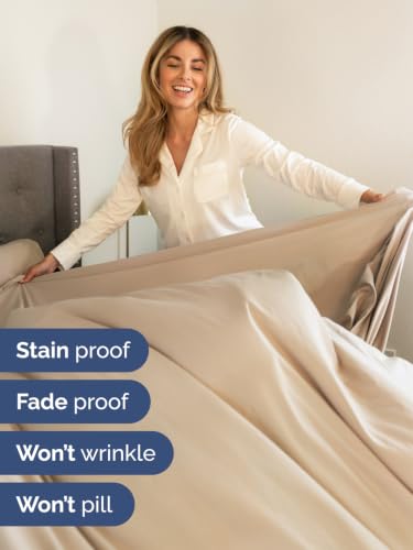 Image of Extra Deep Pocket Queen Size Sheet Set - Breathable & Cooling - Cream