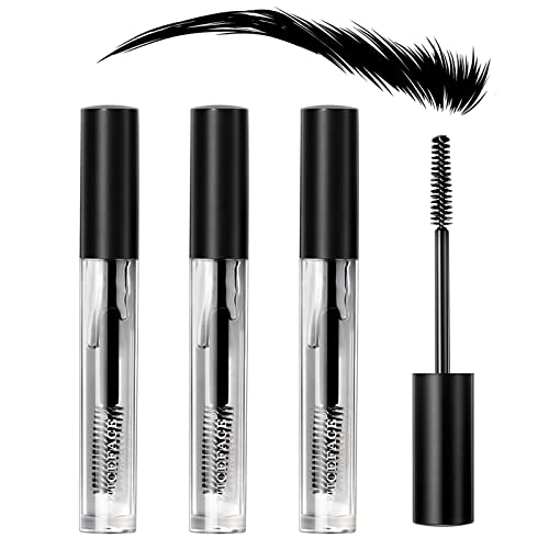 Clear Eyebrow Gel, 3Pcs Brow Setting Gel for Natural Brow, Long Lasting Waterproof Sweat-Proof Brow Makeup Liquid Eyebrow Styling Gel Set for Feathered & Fluffy Brows (Transparent) 