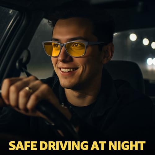 Myiaur Night Vision Glasses for Driving - Al-Mg Frame Night Driving Glasses for Men, Polarized Yellow Lenses, Anti Glare2