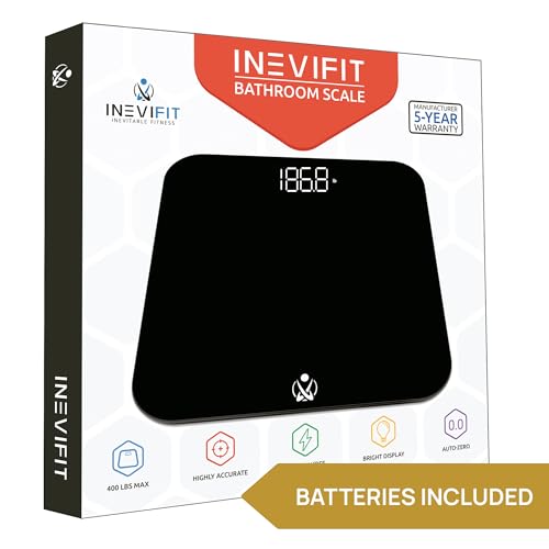INEVIFIT Bathroom Scale, Highly Accurate Digital Bathroom Body Scale, Measures Weight up to 400 lbs. Includes Batteries - Thumbnail 4