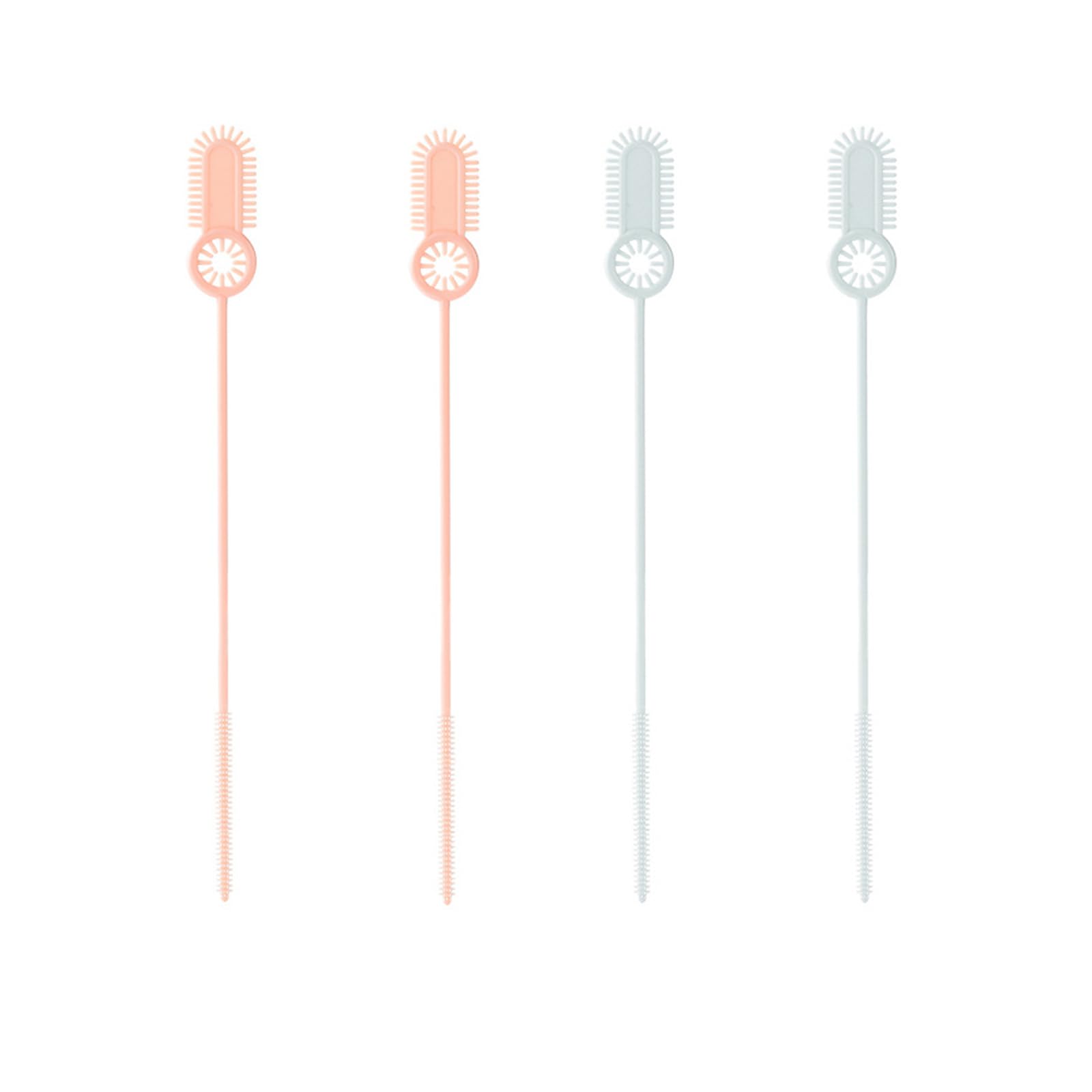 Kyrinova Pink Blue 4 Pcs Double Ended Straw Cleaner Brush, Flexible Extra Long Straw Brush, Reusable Bottle Brush For Crevice Cleaning (Pink Blue)