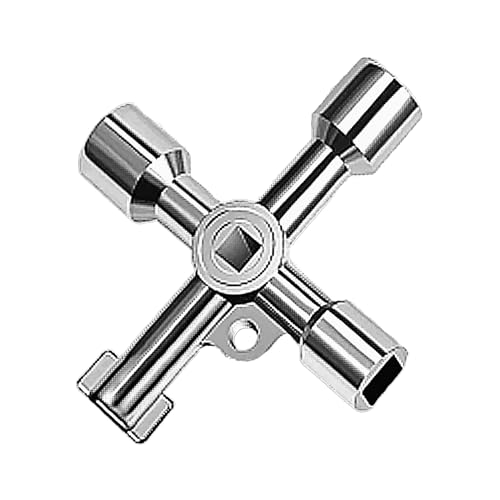 Chiave multiuso a 4 vie, a croce per armadio elettrico, valvola del gas, rubinetto dell'acqua e scatola contatore, chiavi triangolari, quadrate e rotonde, strumento di accesso di emergenza (chiave a 4