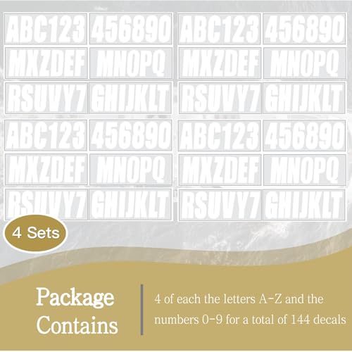 Image of 24 Sheets 3 Inch Self Adhesive Vinyl Letters Numbers Stickers for Boat Identification Number Hull Decoration Decor White