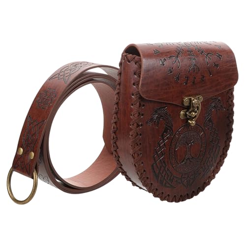 1set Cosplay Viking Belt Set Embossed Belt Pouch Medieval Vintage Viking Accessories