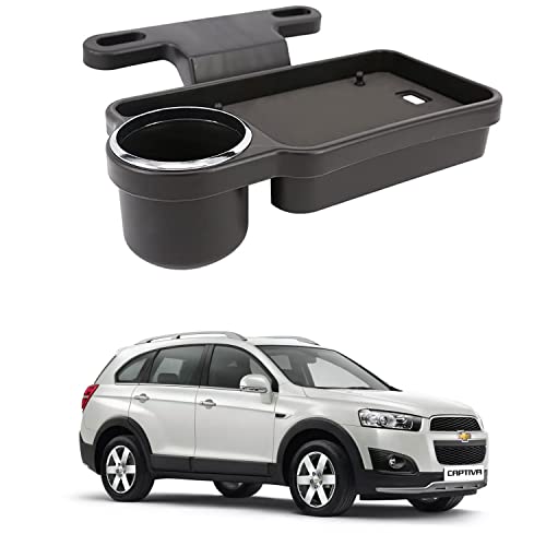 Image of Oshotto (FT-04) Foldable Car Auto Headrest Rear Back Seat Table Drink Food Cup Tray Holder Compatible with Chevrolet Captiva - Black