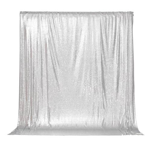 Image of PartyDelight Silver Sequin Backdrop 6x6ft 4 Inch Rod Pocket | 3mm stitched silver sequins on mesh backing with 4 inch rod pocket for full body photos ceremony arches party walls and stage