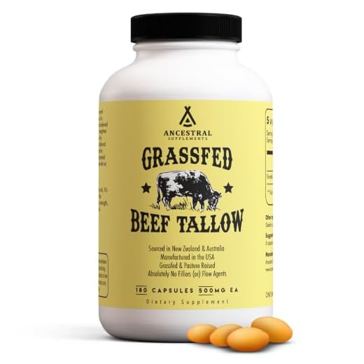 Ancestral Supplements Grass Fed Beef Tallow Capsules, 3000mg, Nourishing Kidney Fat Supplement Supports Bones, Teeth, Gums and Skin, Inflammatory, Immune and Overall Health, Non-GMO, 180 Capsules