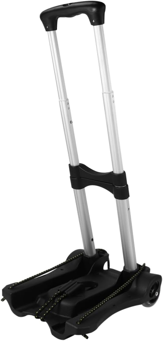 Folding Aluminum Alloy Hand Cart Lightweight Storage Trolley with Heavy-Duty Plastic Box for Shopping Office Supplies and Daily Use Black Thicken Mute Two Wheels
