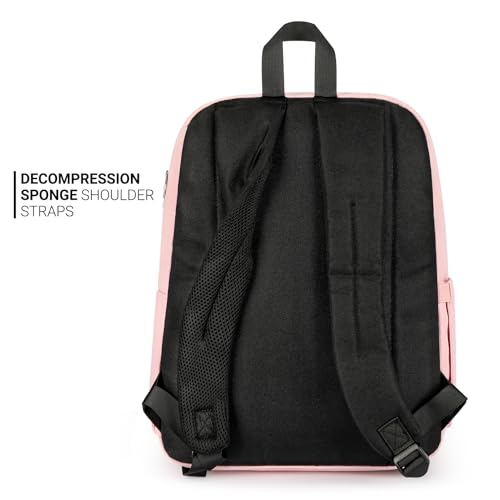 ZORFIN Simple Backpack for School Work Travel: Lightweight Bookbag for Girls and Boys - Water Resistant Backpacks for Men and Women - Pink Ice4