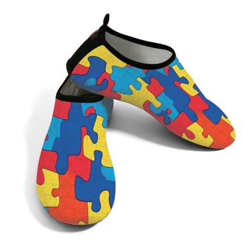 Zapatos acuáticos para senderismo y playas rocosas con estampado de rompecabezas creativo