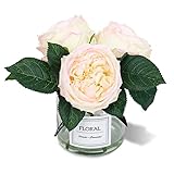 LENYEE Artificial Flowers in Vase Peonies - Touch Like Real Centerpieces for Tables Indoor Plants Fa
