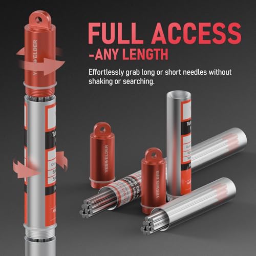 Image of YESWELDER TIG Welding Tungsten Electrode Red Tip | 5pk 3 /32 inch & 5pk 1 /8 inch by 7 inch Assorted-size Red WT20 /EWTh-2