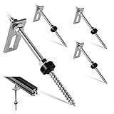 4 Stück Stockschrauben M10 x 200 mm mit Adapterplatten,höhenverstellbar für Photovoltaik Solarmodul Befestigung, Solarhalterung Dachmontage, vormontierte Schrauben für PV Anlagen,Edelstahl (304)