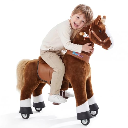 PonyCycle® Modell U Pferd auf Rollen | Schokobraun | 4-7 Jahre | mit Bremse