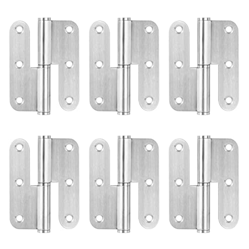 6 Pcs 3-1/2X 2-1/2 Inches Lift Off Hinge, 201 Stainless Steel H-Shaped Door Hinges, Thickness 2.4Mm, Load 66 Lb/Pair, Heavy Duty Detachable Door Hinge #TOP4