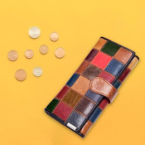 Women Long Wallet Clutch Card Case Fashion Color Matching Lightweight Multicoloured Card Holder PU Leather Ladies Purse Gift for Work, style C4