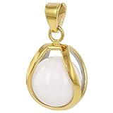 Anhänger aus antiallergischem Reintitan, poliert, gold ionen-plattiert, mit Keramik-Kugel weiß