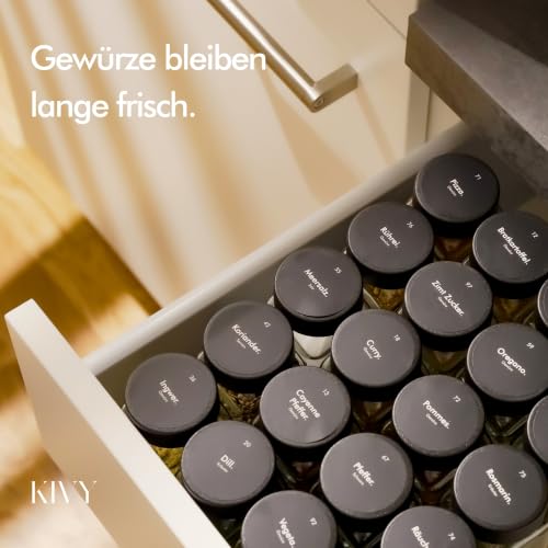 Foto von KIVY Gewürzgläser mit Streueinsatz - 24x 120ml + 240 Etiketten - Luftdicht