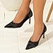 Women's High Heels Pumps Fashion Closed Pointed Toe Comfortable Sexy Party Slip on Stiletto Dress Shoes Black Szie 10