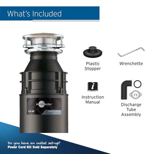 InSinkErator Badger 5XP Garbage Disposal, Badger Series 3/4 HP Continuous Feed Food Waste Disposer - image 7