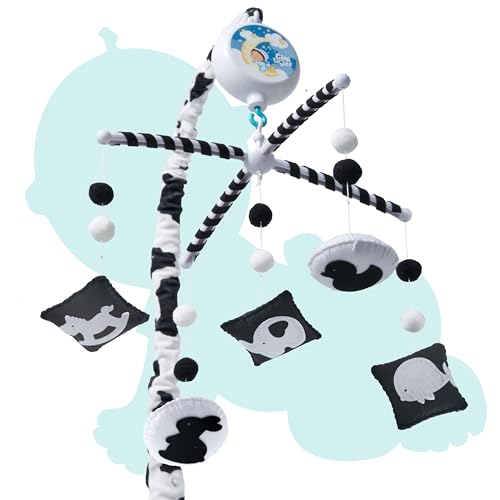 Montessori Mobile Baby for Crib (TINITIGIES) - Black and White Mobile Give Visual Stimulation to Engage Your Newborn - Baby Crib Mobile for Boys & Girls - Baby Mobile for Crib