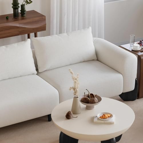 Image of Polyester Velvet Contemperory Sofa Set with Cushion Chaise Lounge, Sectional Sofa Perfect for Your Living Room,Guests Room & Office. (Off White, 3+1)