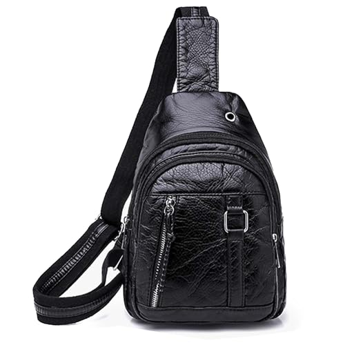 Small Sling Bag for Women, Shoulder Bag Sling Bag for Men, Waterproof Chest Bag PU Leather Crossbody Sling Bags